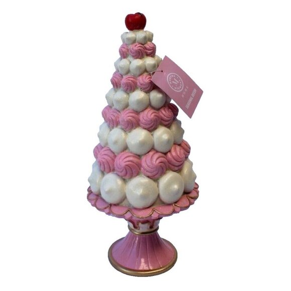 Martha Stewart Pink Whipped Meringue Macarons Beignet Pedestal Christmas TREE - Picture 1 of 2
